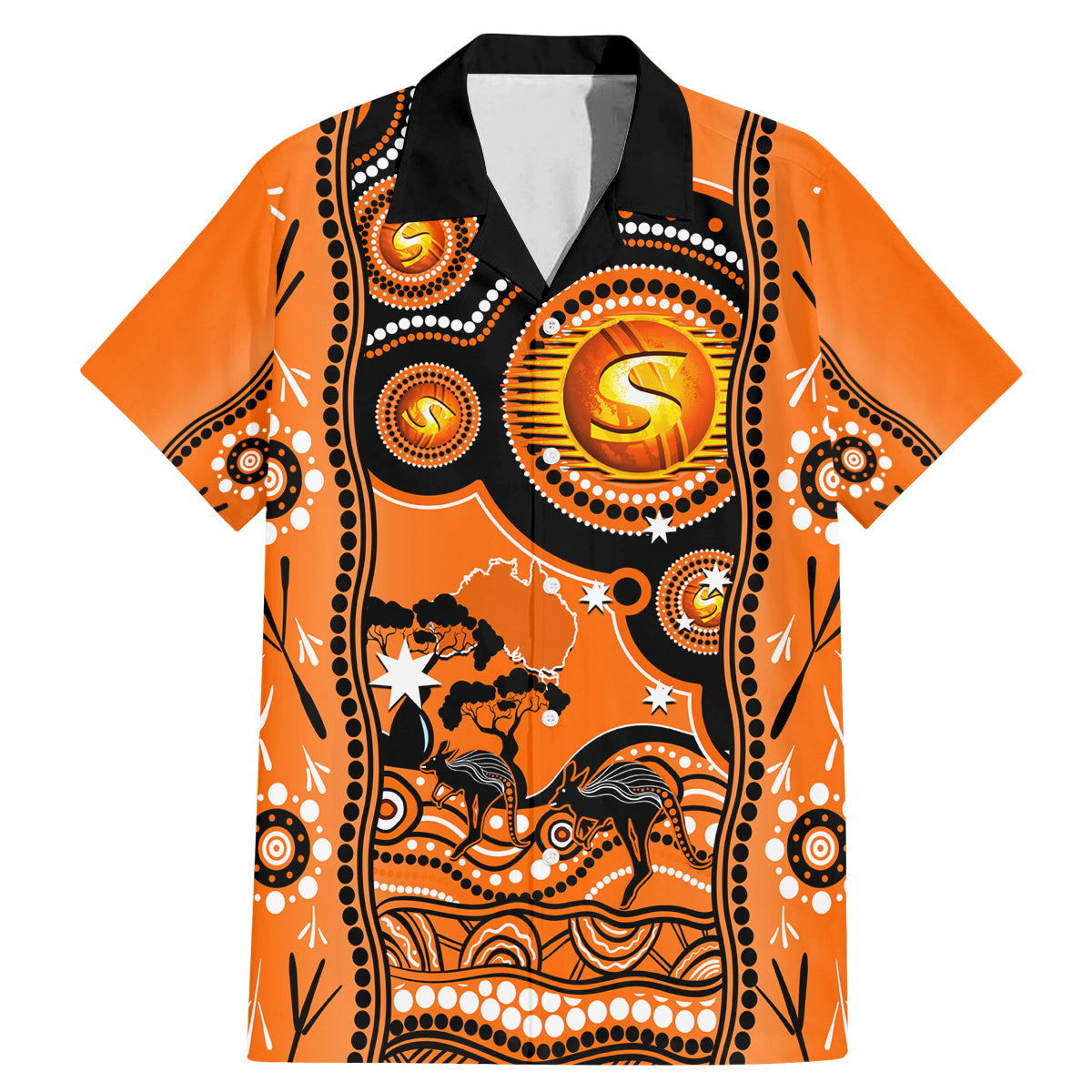 perth-scorchers-cricket-family-matching-mermaid-dress-and-hawaiian-shirt-happy-australia-day-aboriginal-art