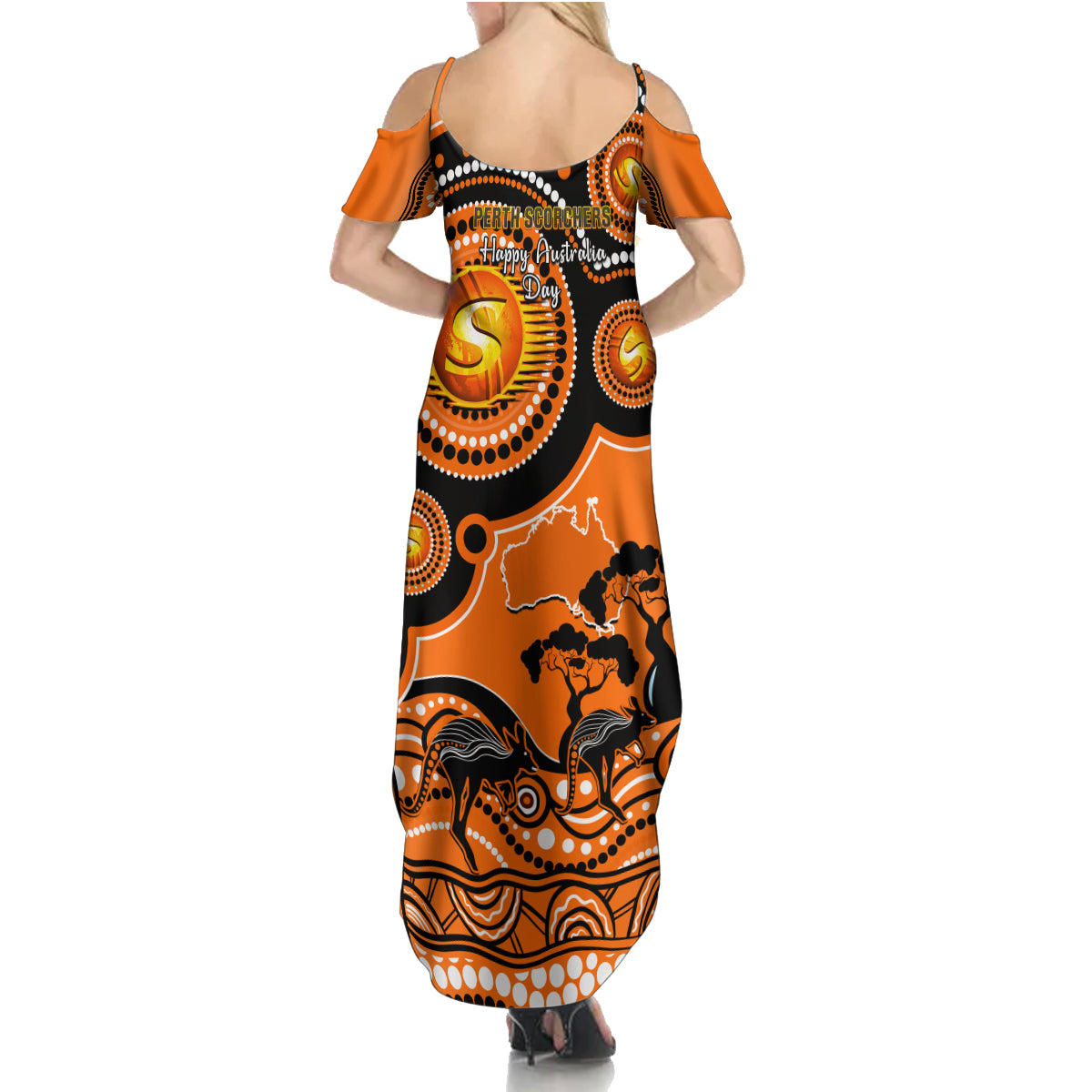 perth-scorchers-cricket-family-matching-summer-maxi-dress-and-hawaiian-shirt-happy-australia-day-aboriginal-art