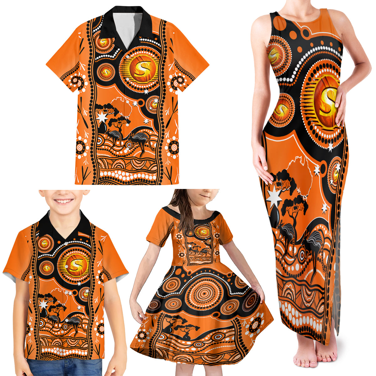 perth-scorchers-cricket-family-matching-tank-maxi-dress-and-hawaiian-shirt-happy-australia-day-aboriginal-art