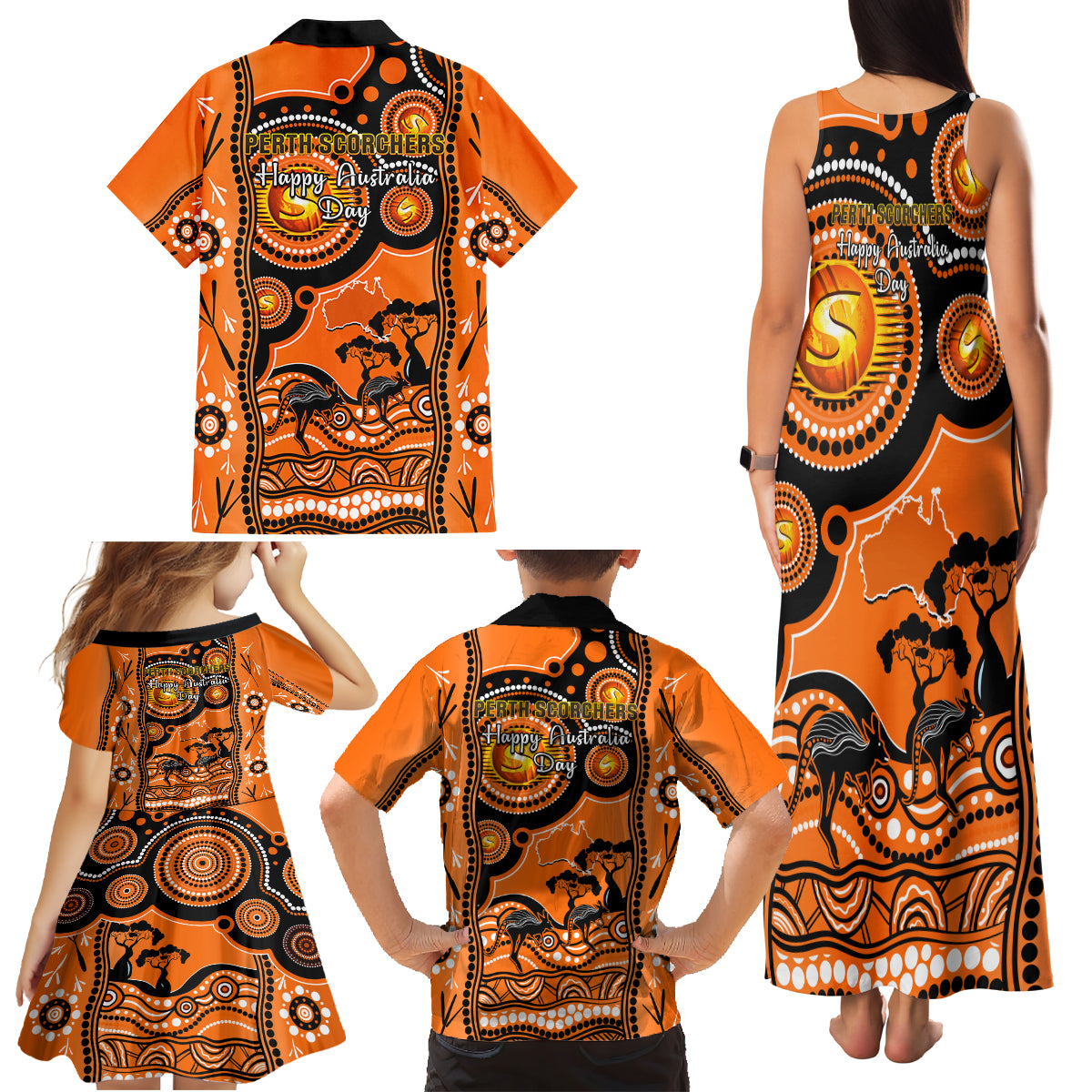 perth-scorchers-cricket-family-matching-tank-maxi-dress-and-hawaiian-shirt-happy-australia-day-aboriginal-art