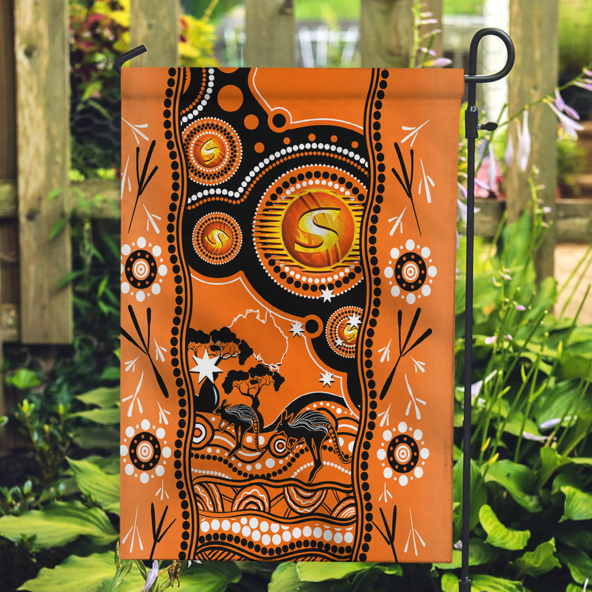 Perth Scorchers Cricket Garden Flag Happy Australia Day Aboriginal Art - Vibe Hoodie Shop