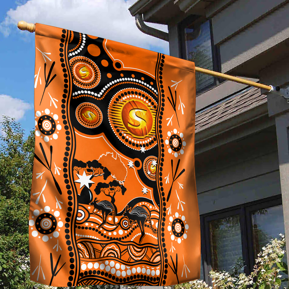 Perth Scorchers Cricket Garden Flag Happy Australia Day Aboriginal Art - Vibe Hoodie Shop