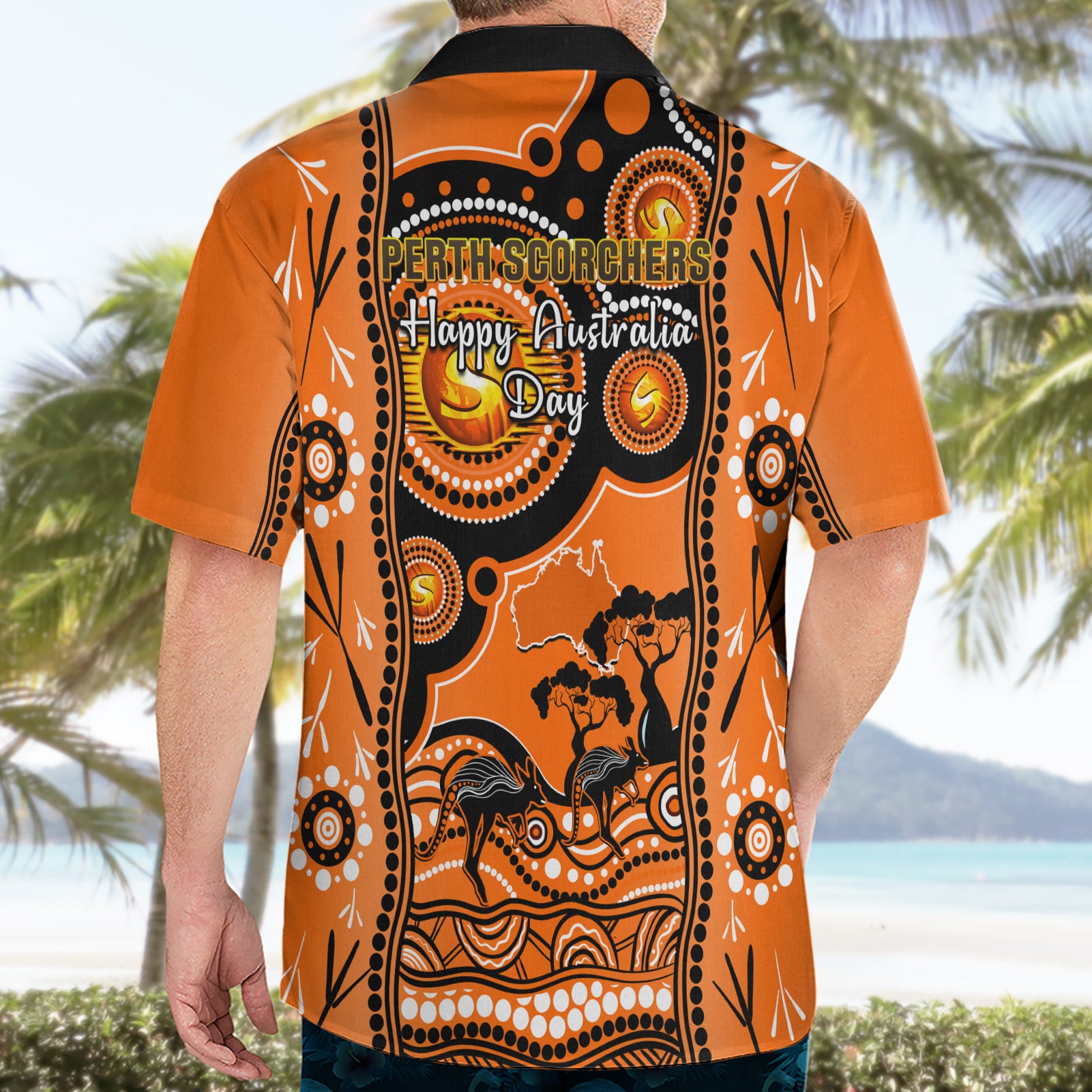 Perth Scorchers Cricket Hawaiian Shirt Happy Australia Day Aboriginal Art - Vibe Hoodie Shop