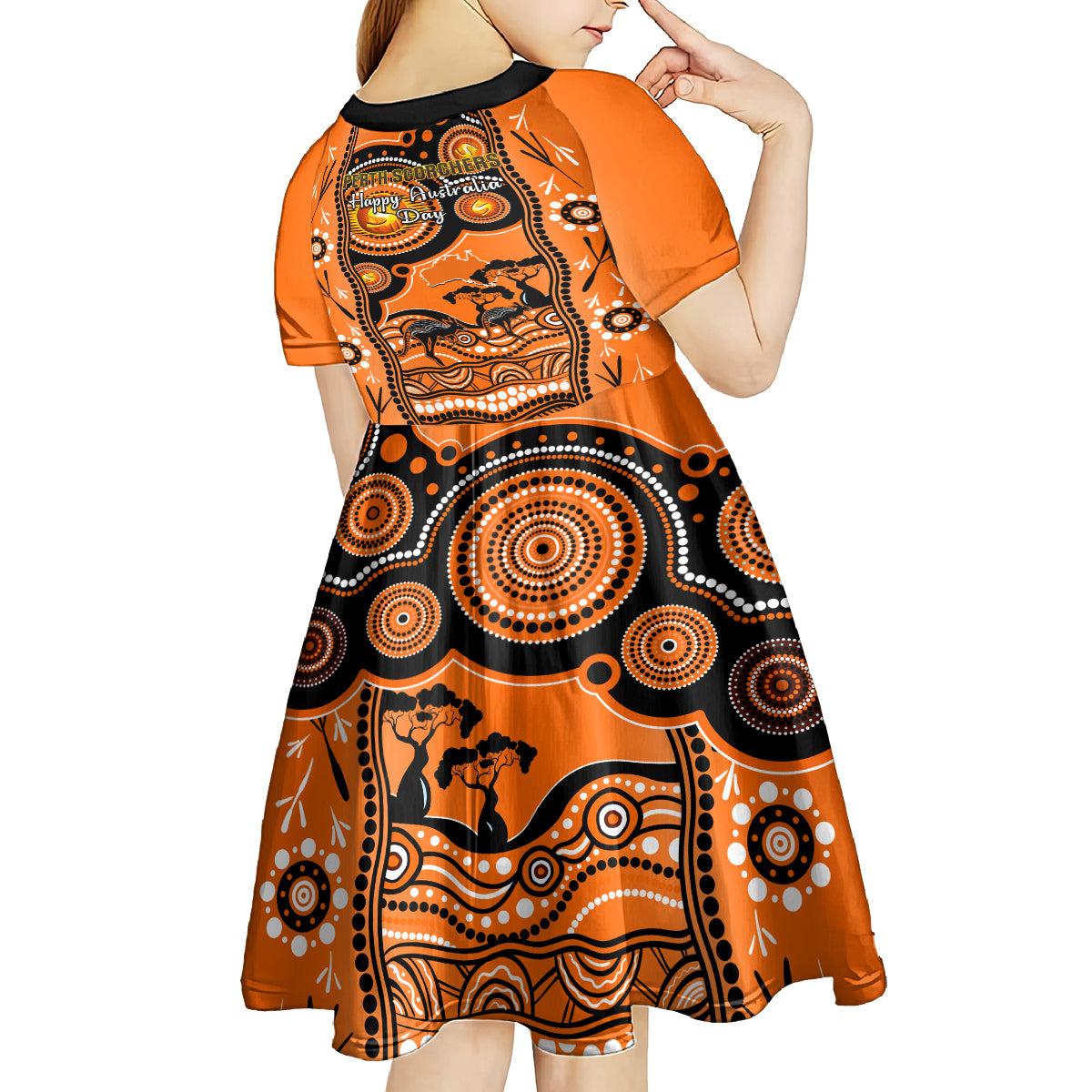 Perth Scorchers Cricket Kid Short Sleeve Dress Happy Australia Day Aboriginal Art - Vibe Hoodie Shop