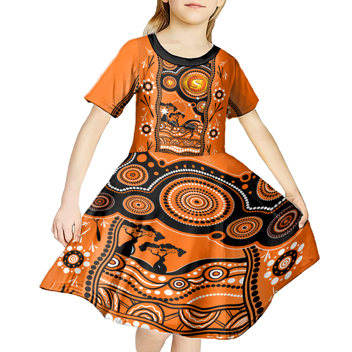 Perth Scorchers Cricket Kid Short Sleeve Dress Happy Australia Day Aboriginal Art - Vibe Hoodie Shop