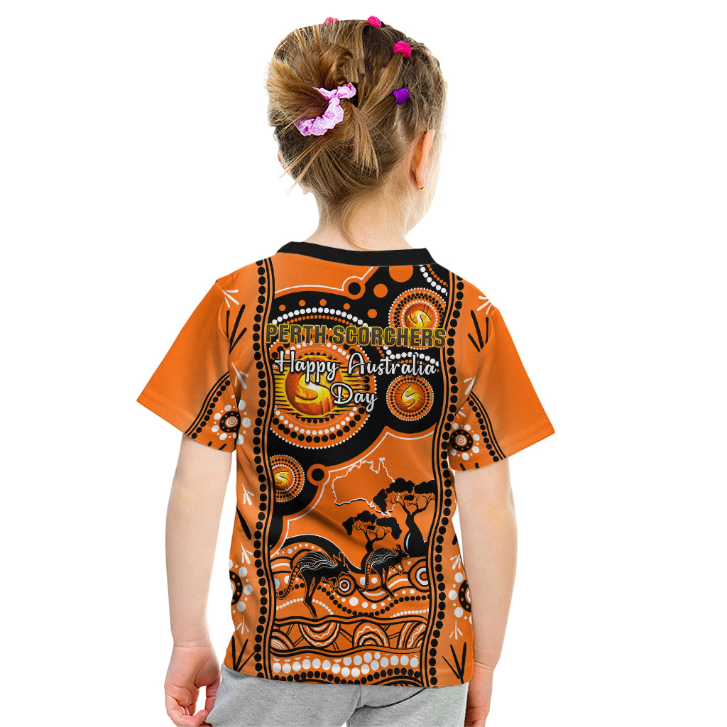 Perth Scorchers Cricket Kid T Shirt Happy Australia Day Aboriginal Art - Vibe Hoodie Shop