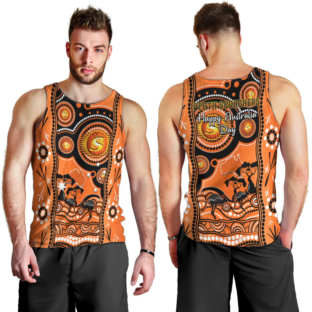 Perth Scorchers Cricket Men Tank Top Happy Australia Day Aboriginal Art - Vibe Hoodie Shop