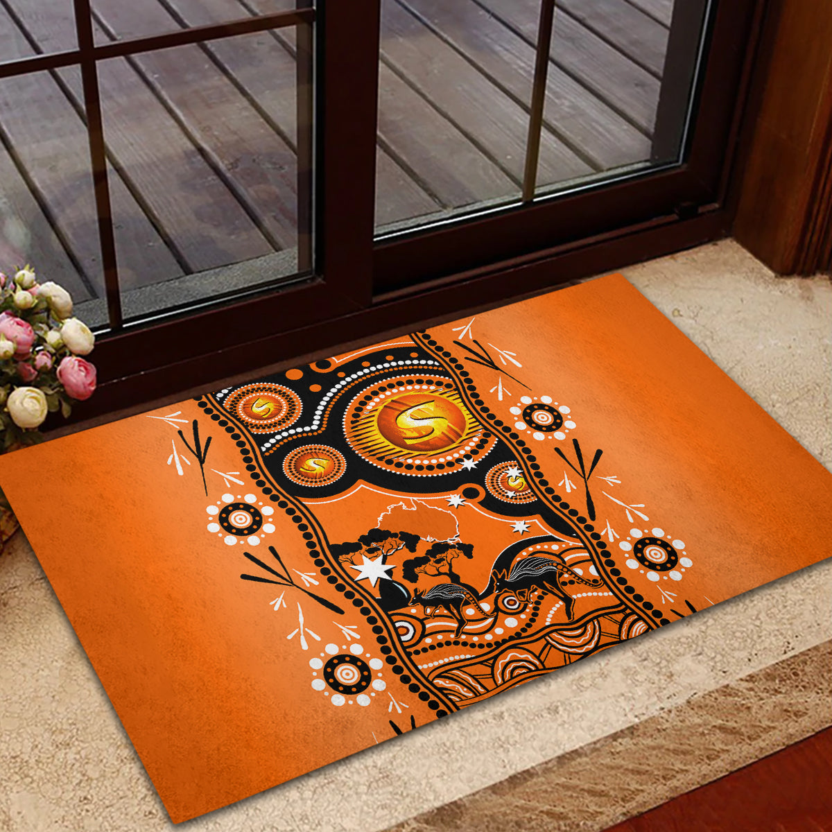 perth-scorchers-cricket-rubber-doormat-happy-australia-day-aboriginal-art