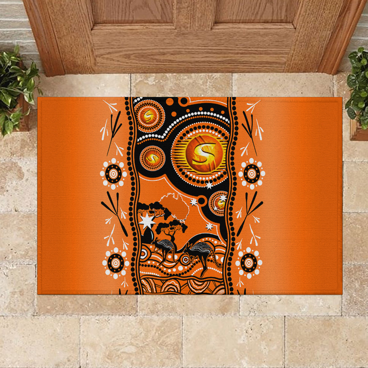 perth-scorchers-cricket-rubber-doormat-happy-australia-day-aboriginal-art