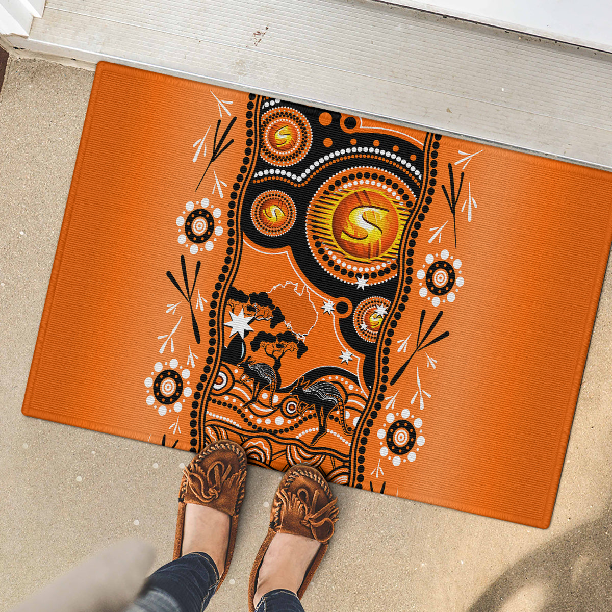 perth-scorchers-cricket-rubber-doormat-happy-australia-day-aboriginal-art