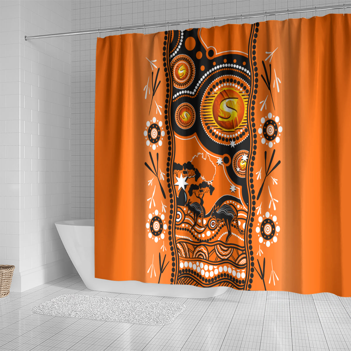 perth-scorchers-cricket-shower-curtain-happy-australia-day-aboriginal-art