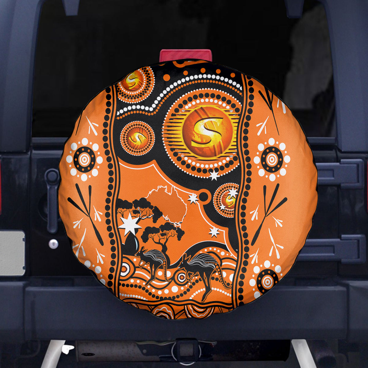 Perth Scorchers Cricket Spare Tire Cover Happy Australia Day Aboriginal Art - Vibe Hoodie Shop