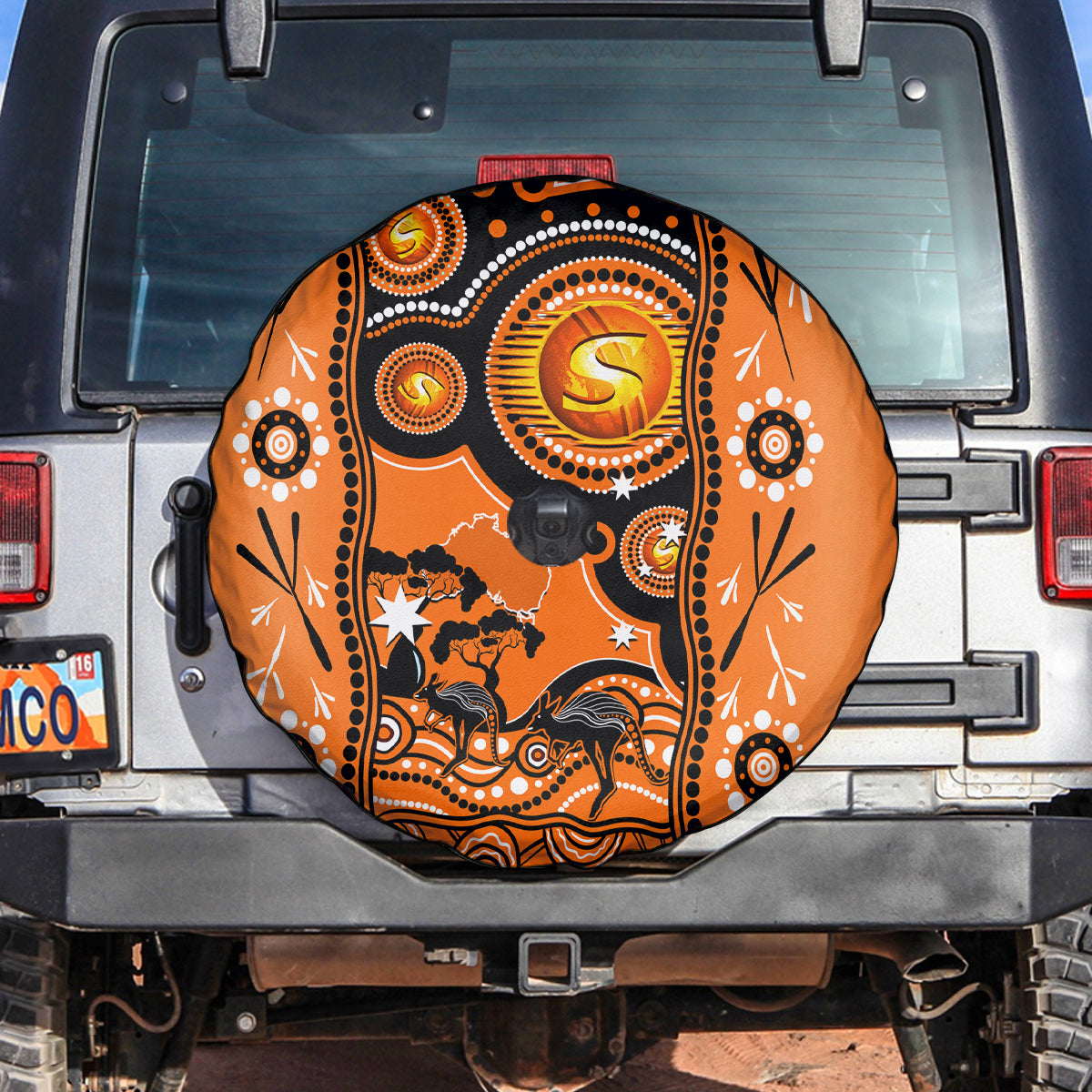 Perth Scorchers Cricket Spare Tire Cover Happy Australia Day Aboriginal Art - Vibe Hoodie Shop