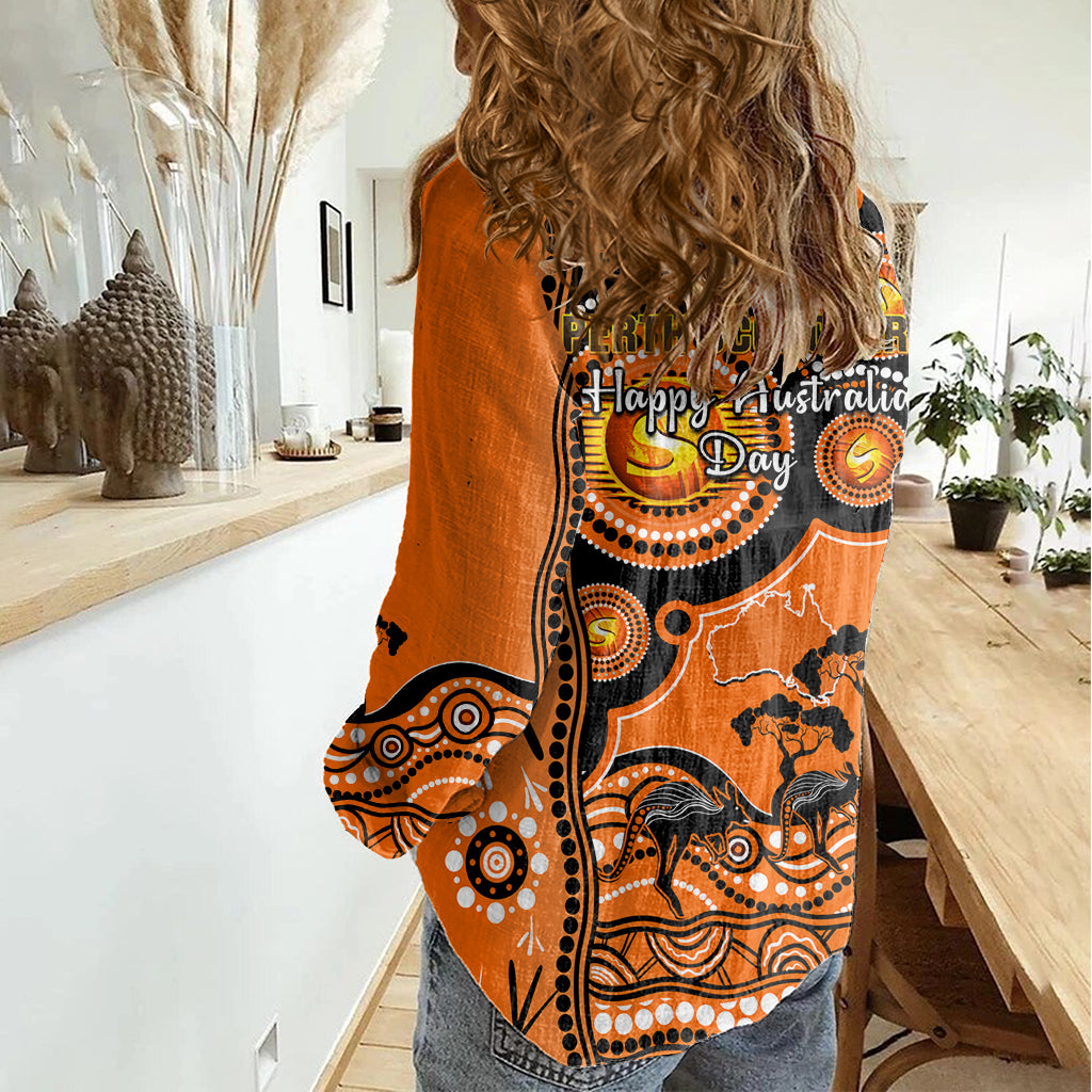 Perth Scorchers Cricket Women Casual Shirt Happy Australia Day Aboriginal Art - Vibe Hoodie Shop