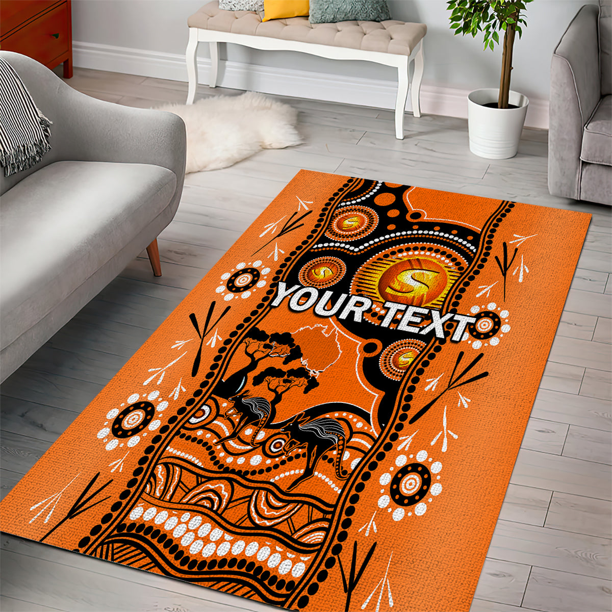 Custom Perth Scorchers Cricket Area Rug Happy Australia Day Aboriginal Art - Vibe Hoodie Shop