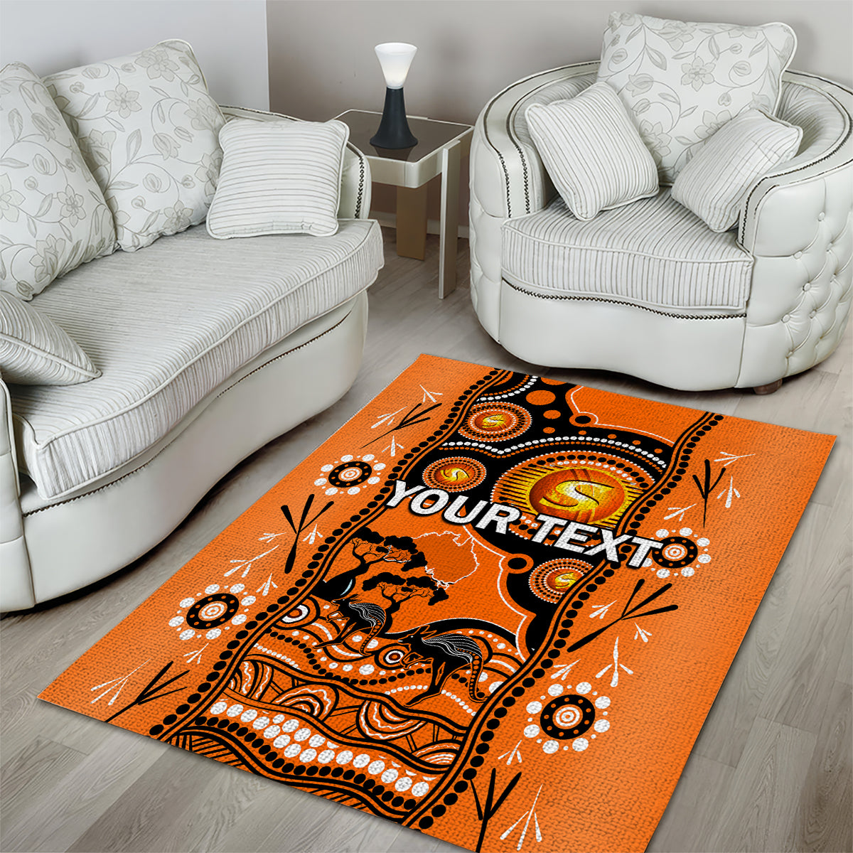 Custom Perth Scorchers Cricket Area Rug Happy Australia Day Aboriginal Art - Vibe Hoodie Shop