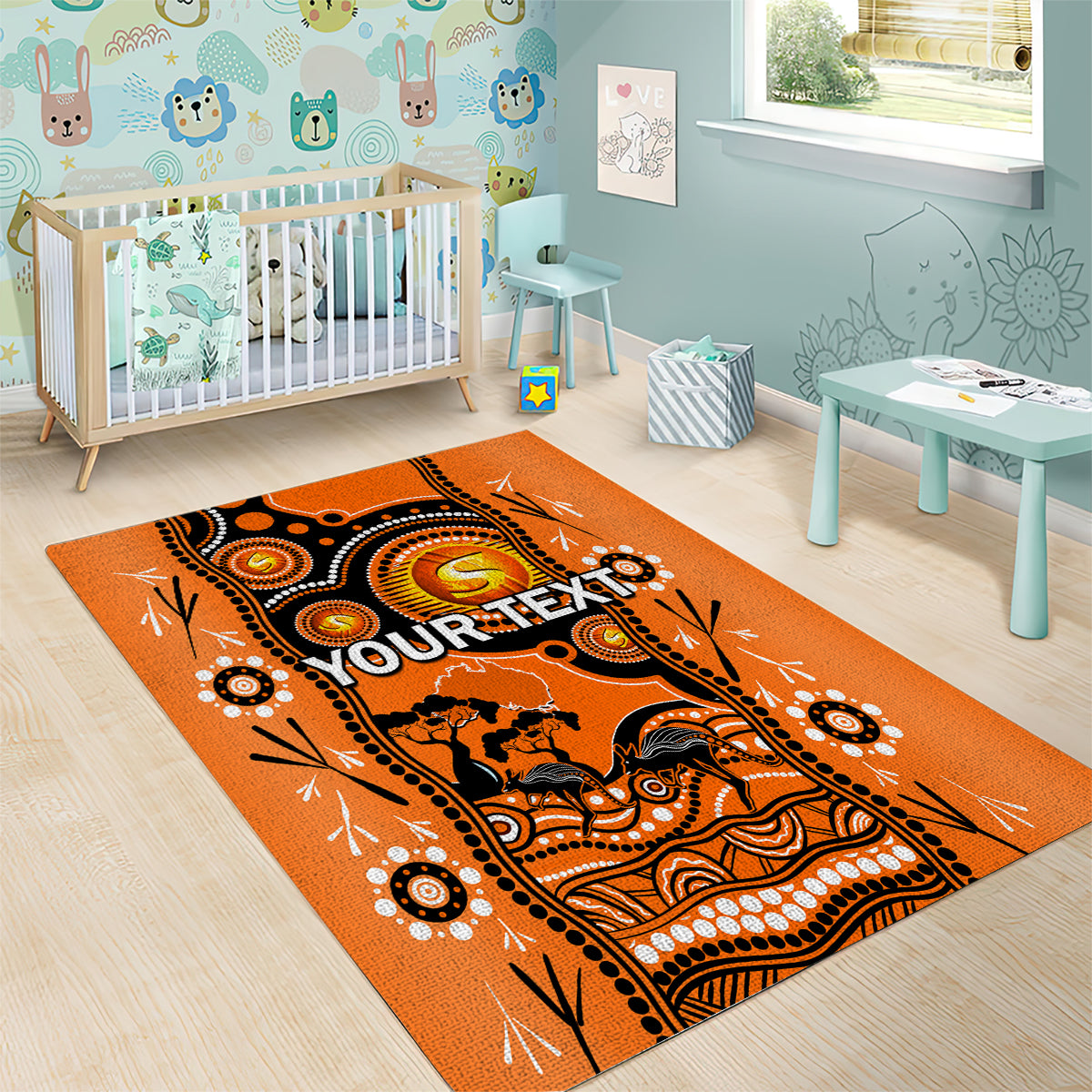 Custom Perth Scorchers Cricket Area Rug Happy Australia Day Aboriginal Art - Vibe Hoodie Shop