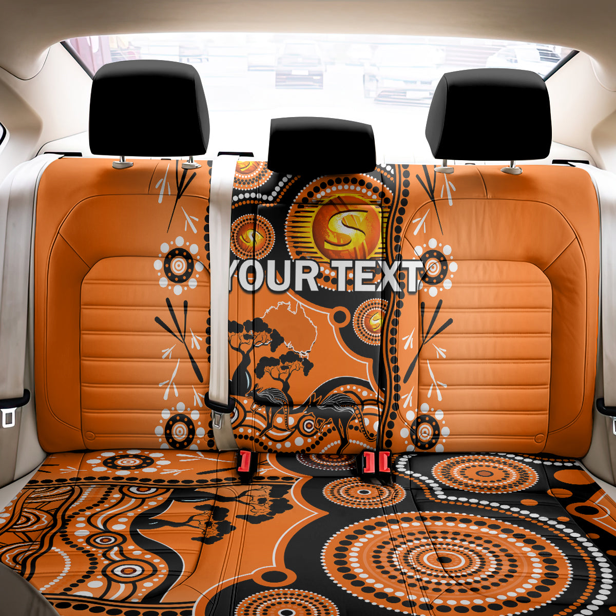 Custom Perth Scorchers Cricket Back Car Seat Cover Happy Australia Day Aboriginal Art LT14