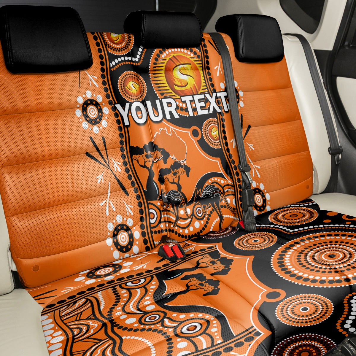 Custom Perth Scorchers Cricket Back Car Seat Cover Happy Australia Day Aboriginal Art LT14