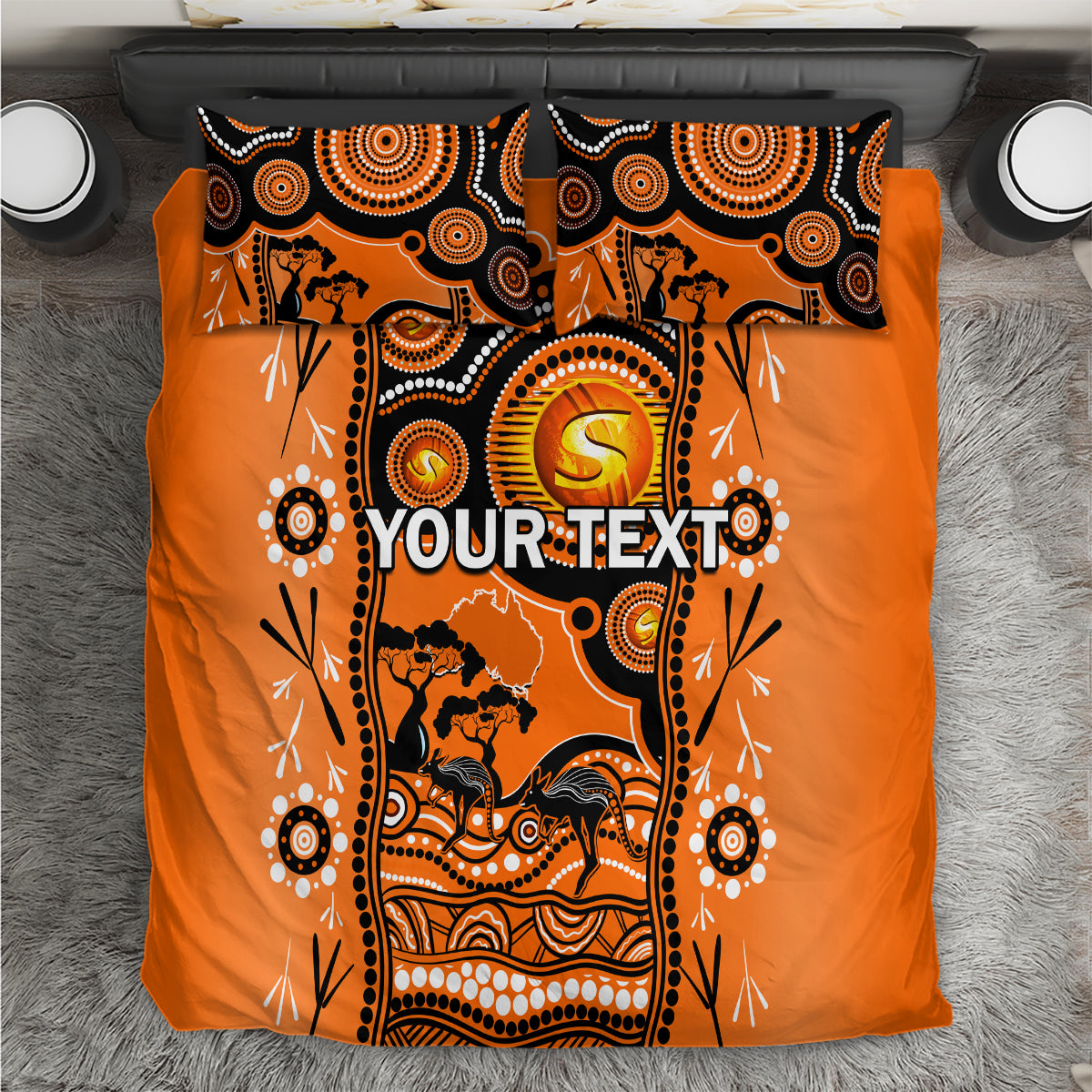 Custom Perth Scorchers Cricket Bedding Set Happy Australia Day Aboriginal Art - Vibe Hoodie Shop