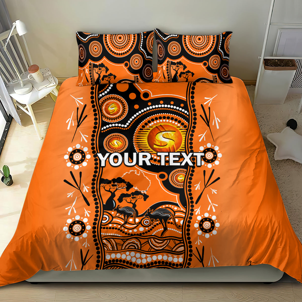 Custom Perth Scorchers Cricket Bedding Set Happy Australia Day Aboriginal Art - Vibe Hoodie Shop