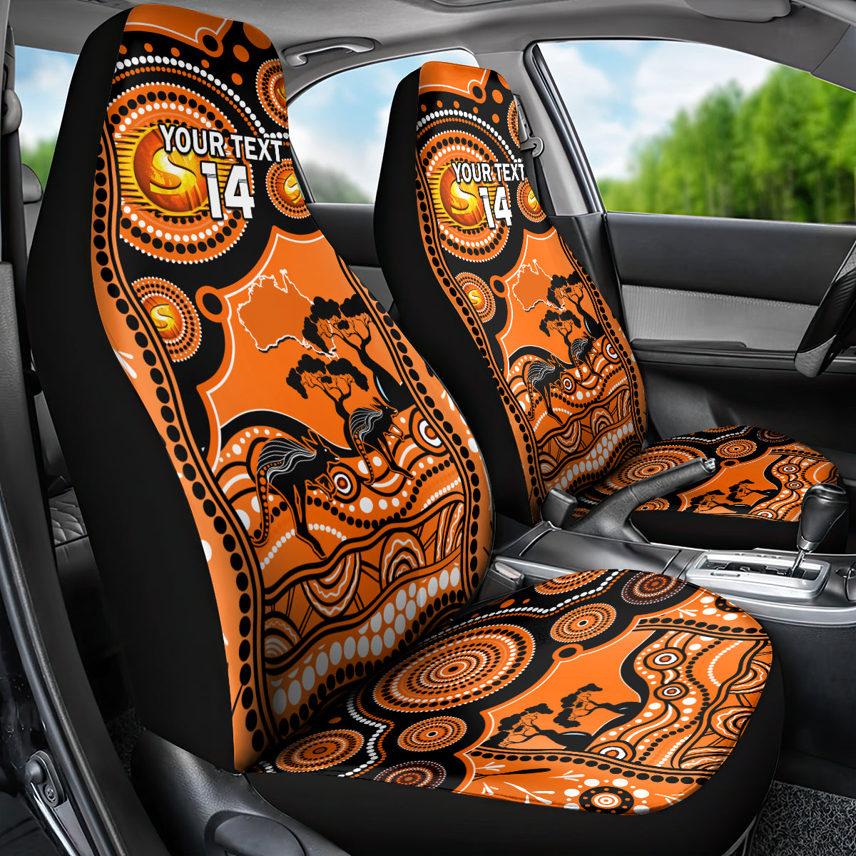 Custom Perth Scorchers Cricket Car Seat Cover Happy Australia Day Aboriginal Art - Vibe Hoodie Shop