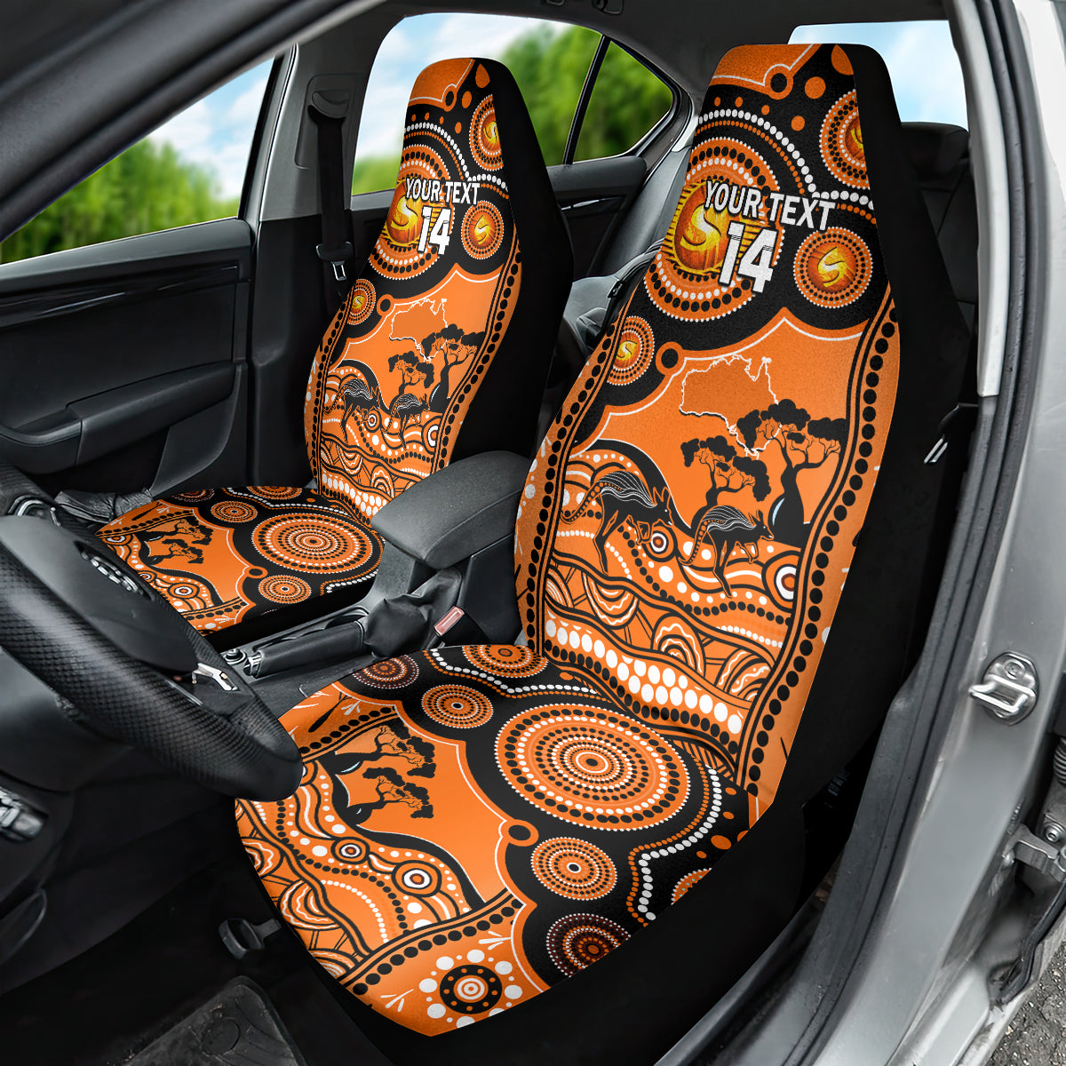 Custom Perth Scorchers Cricket Car Seat Cover Happy Australia Day Aboriginal Art - Vibe Hoodie Shop