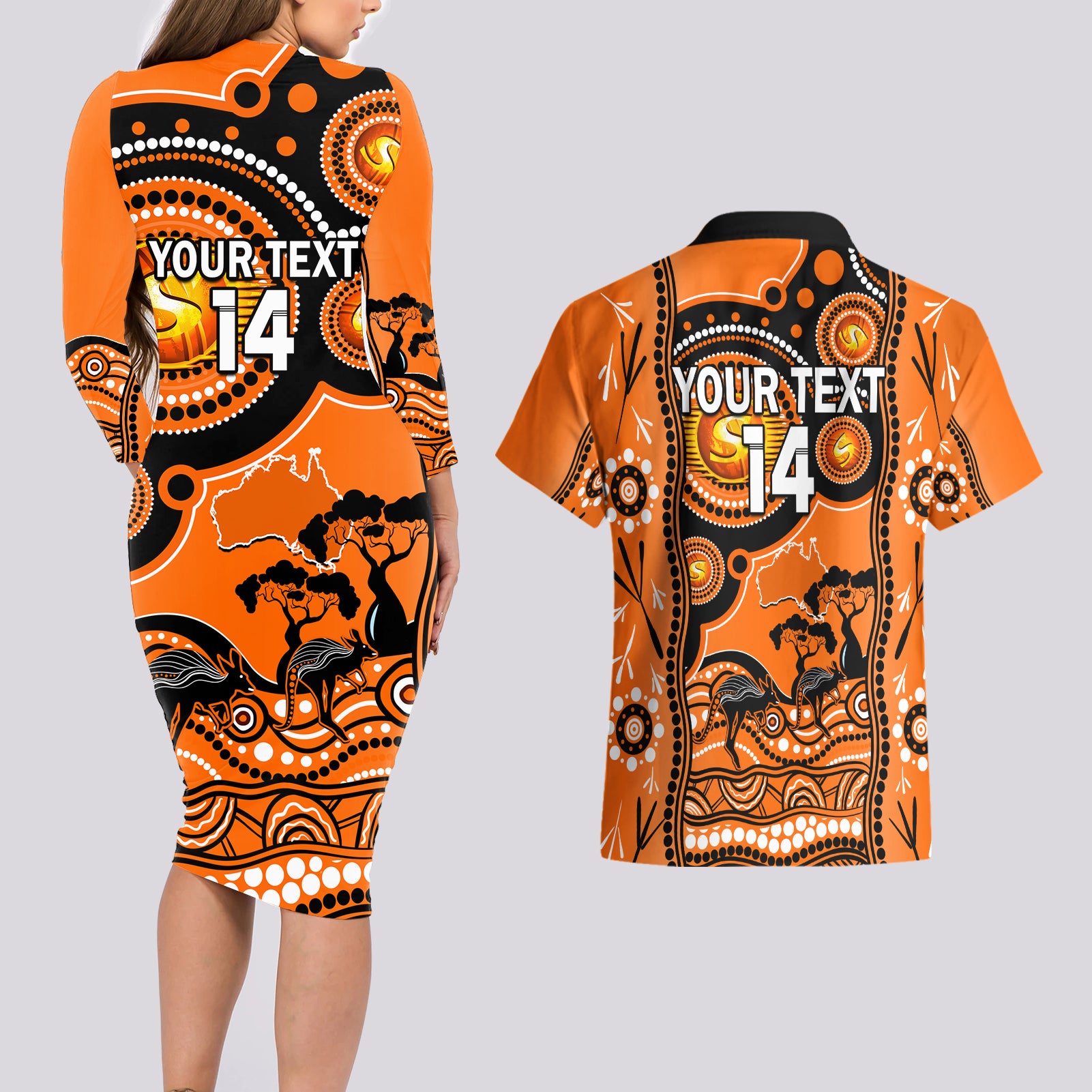 custom-perth-scorchers-cricket-couples-matching-long-sleeve-bodycon-dress-and-hawaiian-shirt-happy-australia-day-aboriginal-art