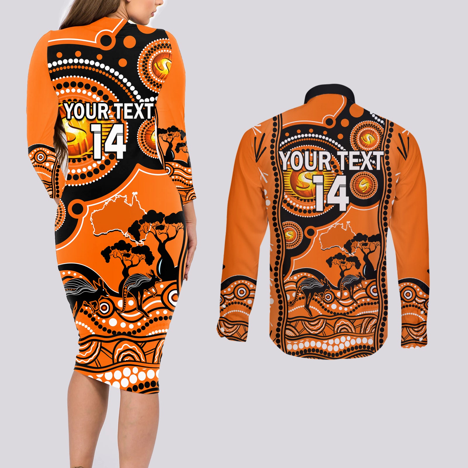 custom-perth-scorchers-cricket-couples-matching-long-sleeve-bodycon-dress-and-long-sleeve-button-shirt-happy-australia-day-aboriginal-art