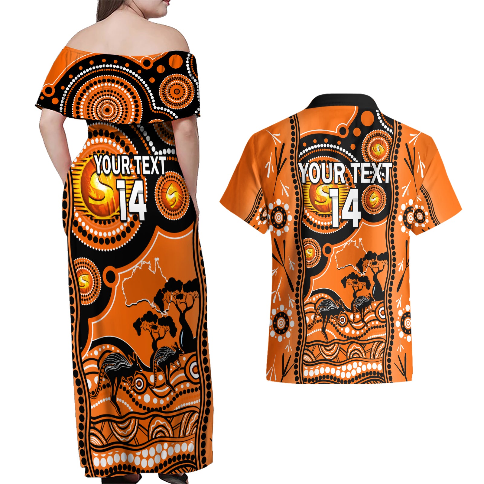 custom-perth-scorchers-cricket-couples-matching-off-shoulder-maxi-dress-and-hawaiian-shirt-happy-australia-day-aboriginal-art