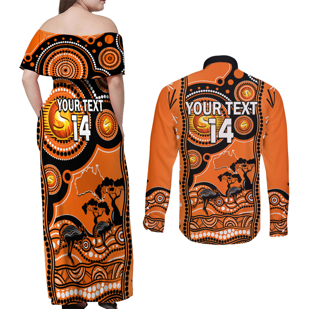 custom-perth-scorchers-cricket-couples-matching-off-shoulder-maxi-dress-and-long-sleeve-button-shirt-happy-australia-day-aboriginal-art