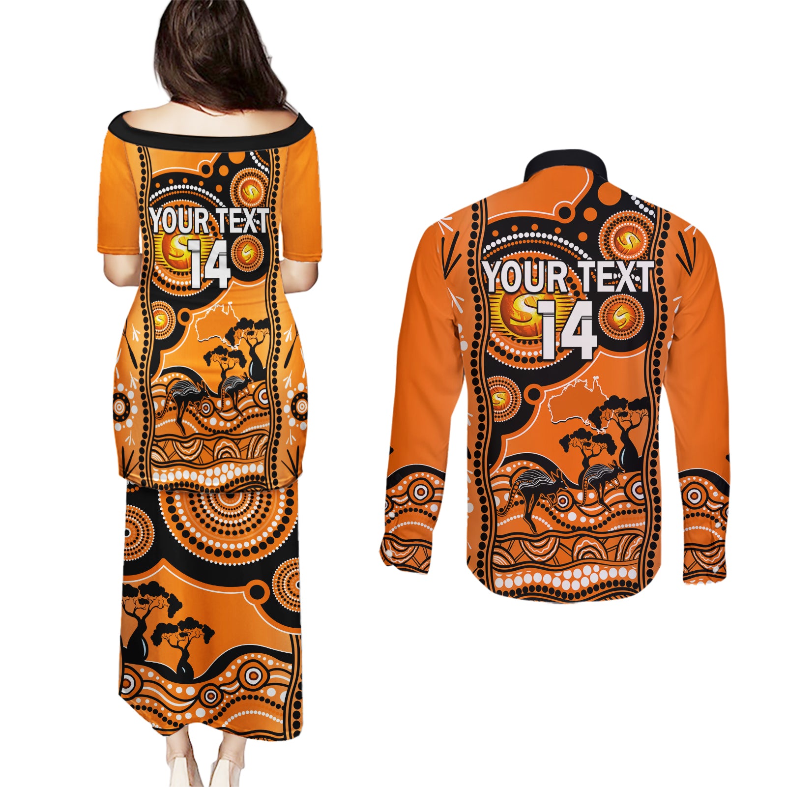 custom-perth-scorchers-cricket-couples-matching-puletasi-dress-and-long-sleeve-button-shirt-happy-australia-day-aboriginal-art