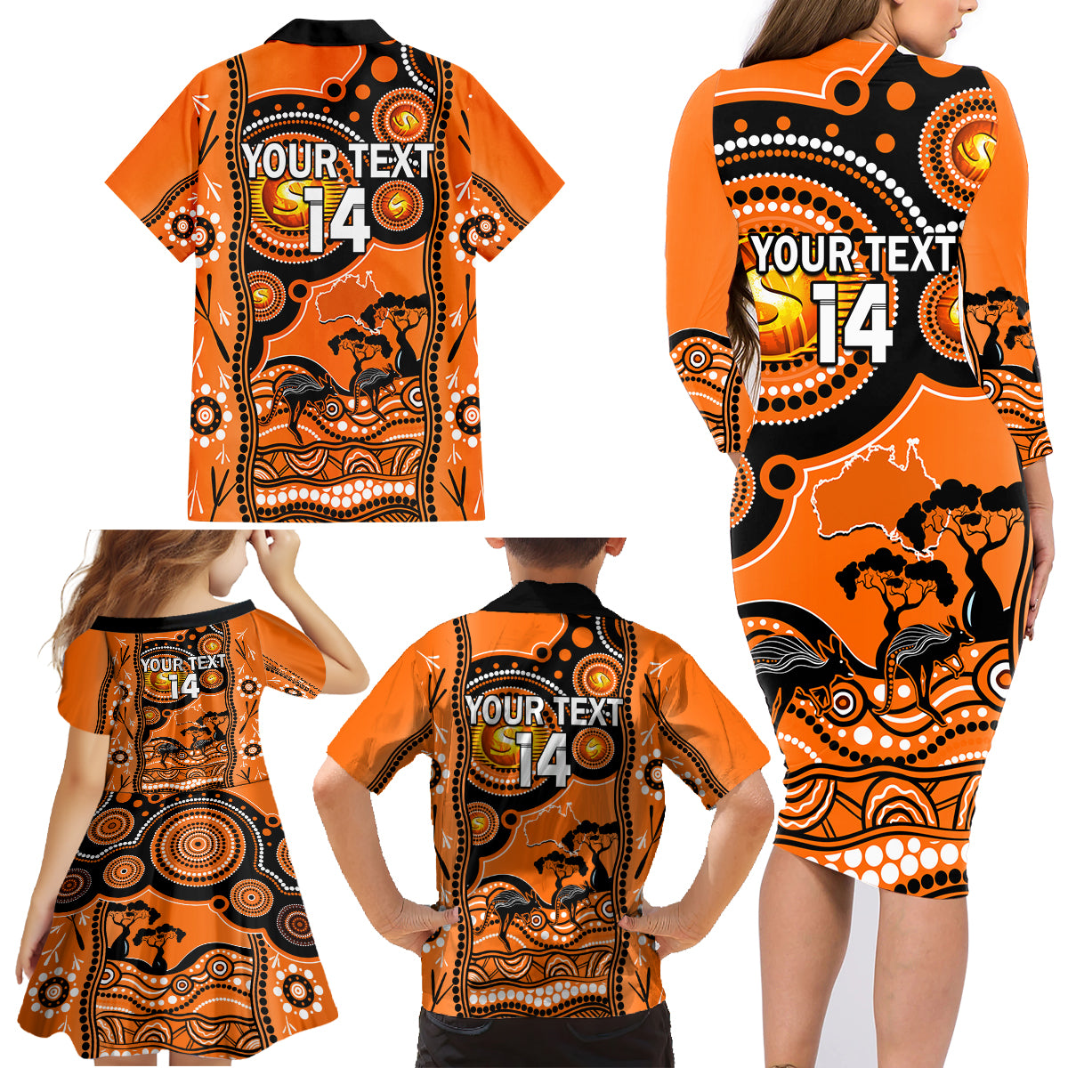 custom-perth-scorchers-cricket-family-matching-long-sleeve-bodycon-dress-and-hawaiian-shirt-happy-australia-day-aboriginal-art