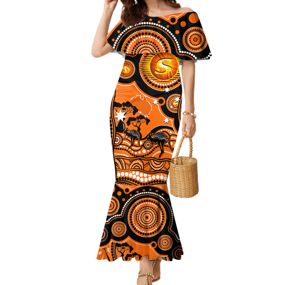 custom-perth-scorchers-cricket-family-matching-mermaid-dress-and-hawaiian-shirt-happy-australia-day-aboriginal-art