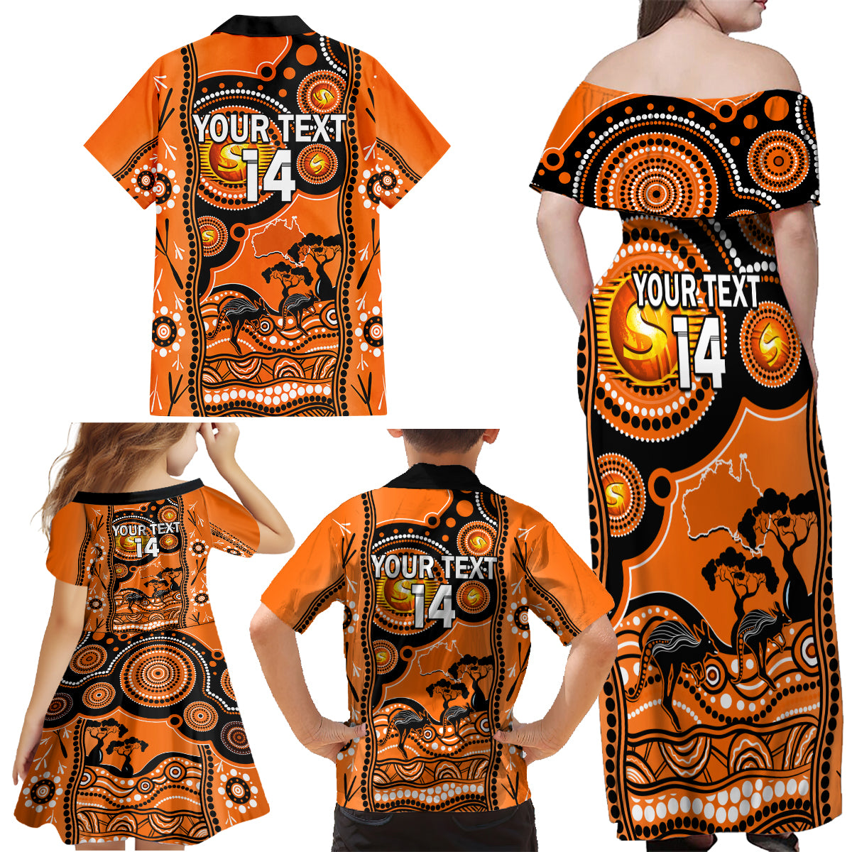 custom-perth-scorchers-cricket-family-matching-off-shoulder-maxi-dress-and-hawaiian-shirt-happy-australia-day-aboriginal-art