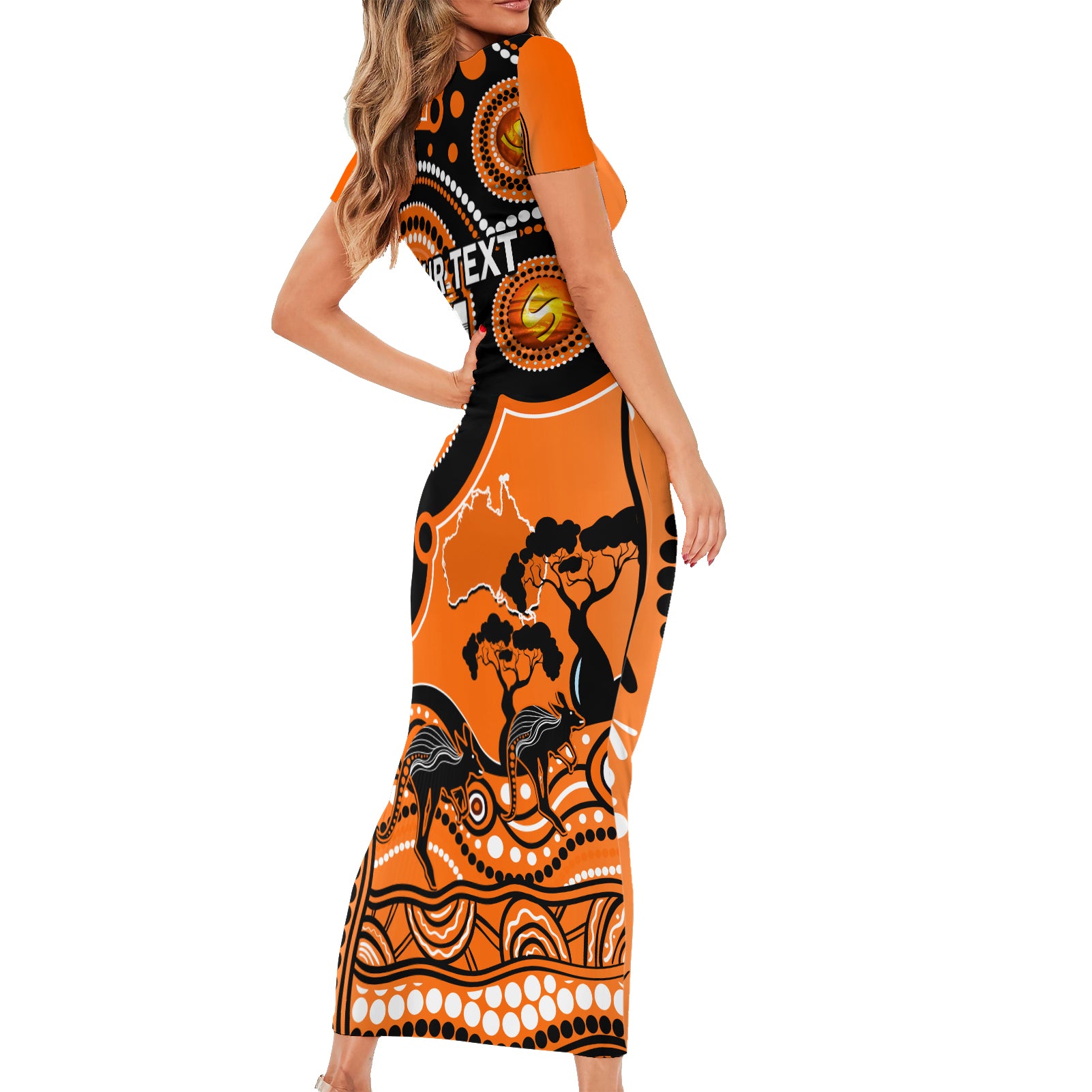 custom-perth-scorchers-cricket-family-matching-short-sleeve-bodycon-dress-and-hawaiian-shirt-happy-australia-day-aboriginal-art