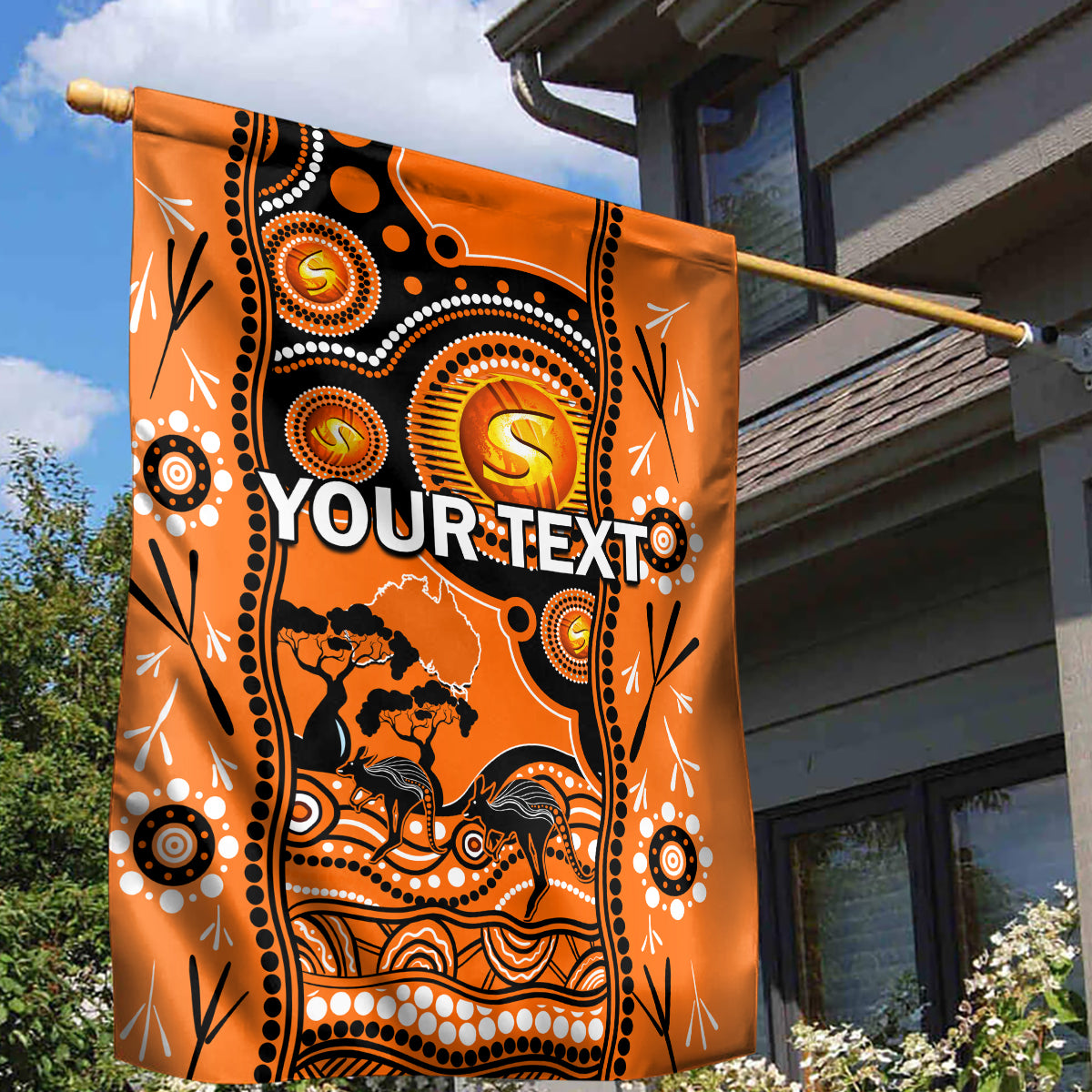 Custom Perth Scorchers Cricket Garden Flag Happy Australia Day Aboriginal Art - Vibe Hoodie Shop