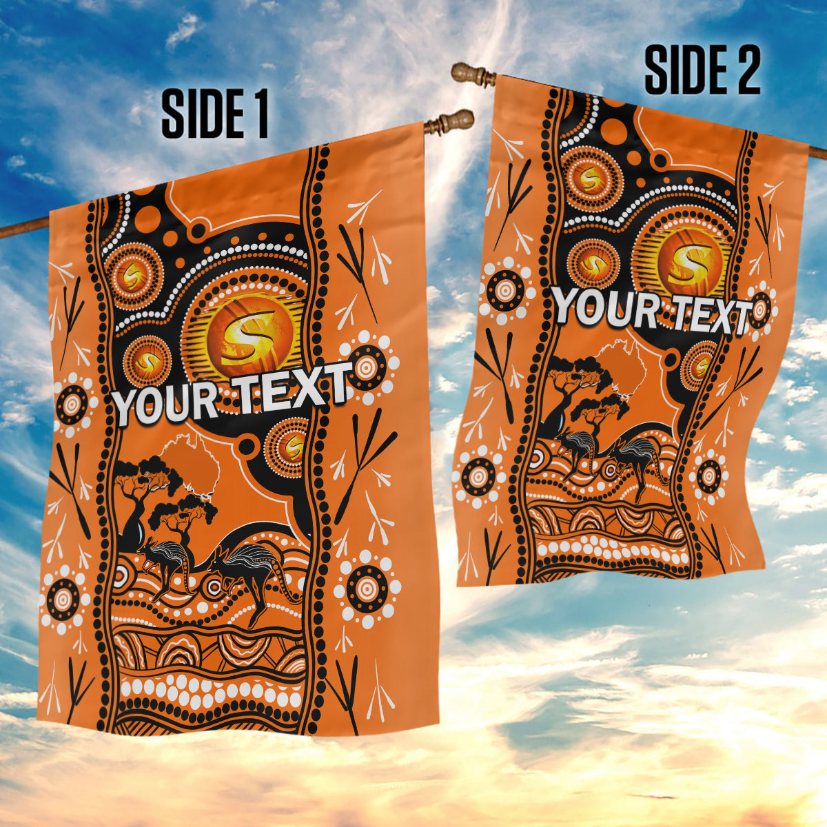 Custom Perth Scorchers Cricket Garden Flag Happy Australia Day Aboriginal Art - Vibe Hoodie Shop