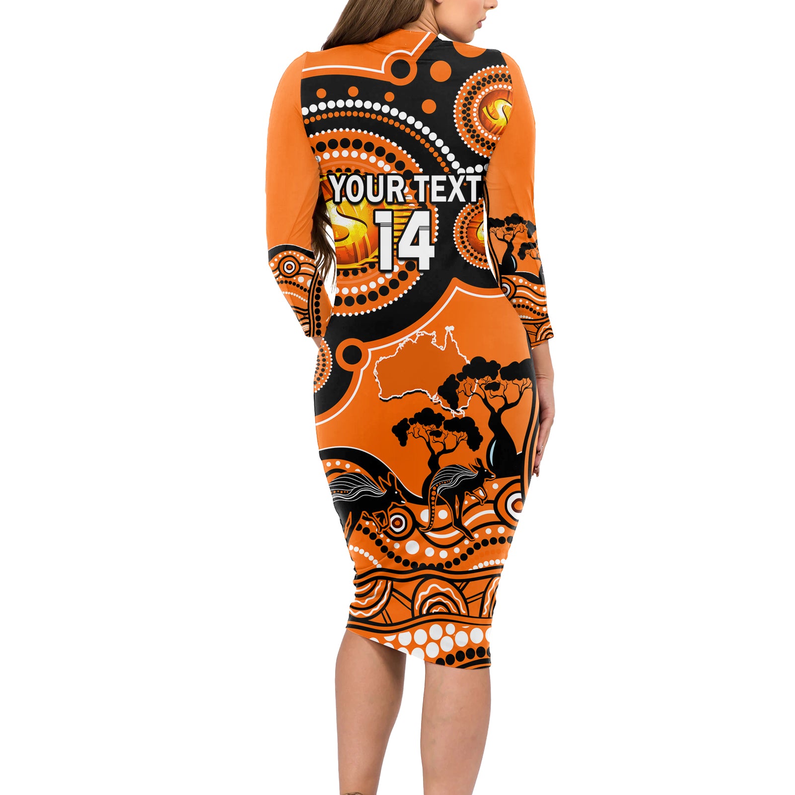 custom-perth-scorchers-cricket-long-sleeve-bodycon-dress-happy-australia-day-aboriginal-art