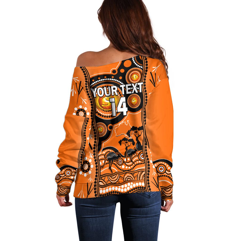 Custom Perth Scorchers Cricket Off Shoulder Sweater Happy Australia Day Aboriginal Art - Vibe Hoodie Shop