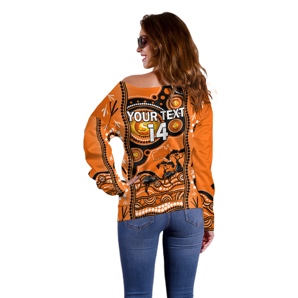 Custom Perth Scorchers Cricket Off Shoulder Sweater Happy Australia Day Aboriginal Art - Vibe Hoodie Shop