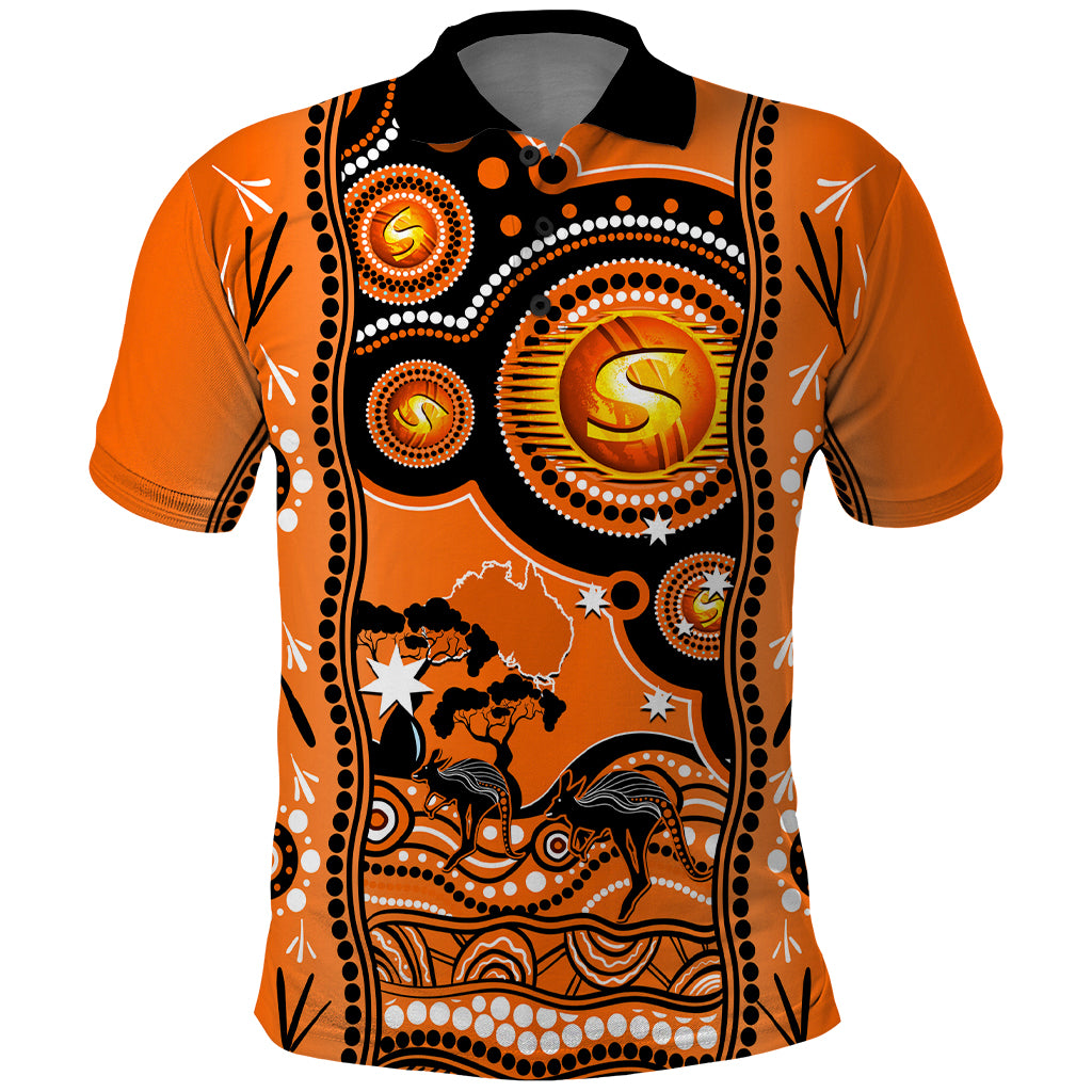 Custom Perth Scorchers Cricket Polo Shirt Happy Australia Day Aboriginal Art - Vibe Hoodie Shop