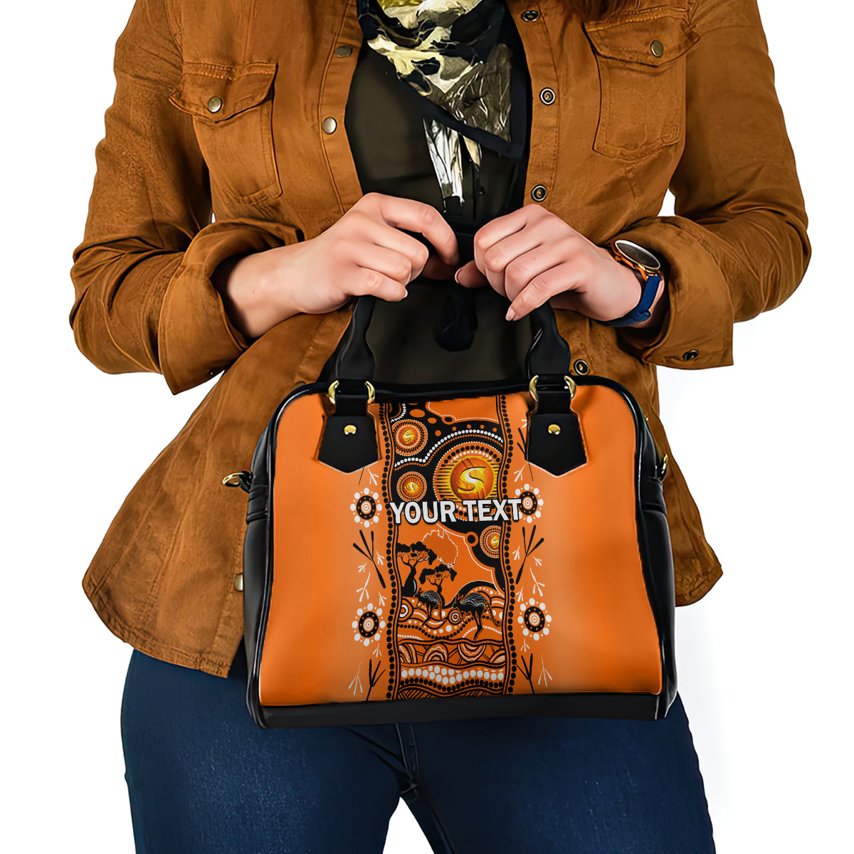 Custom Perth Scorchers Cricket Shoulder Handbag Happy Australia Day Aboriginal Art - Vibe Hoodie Shop