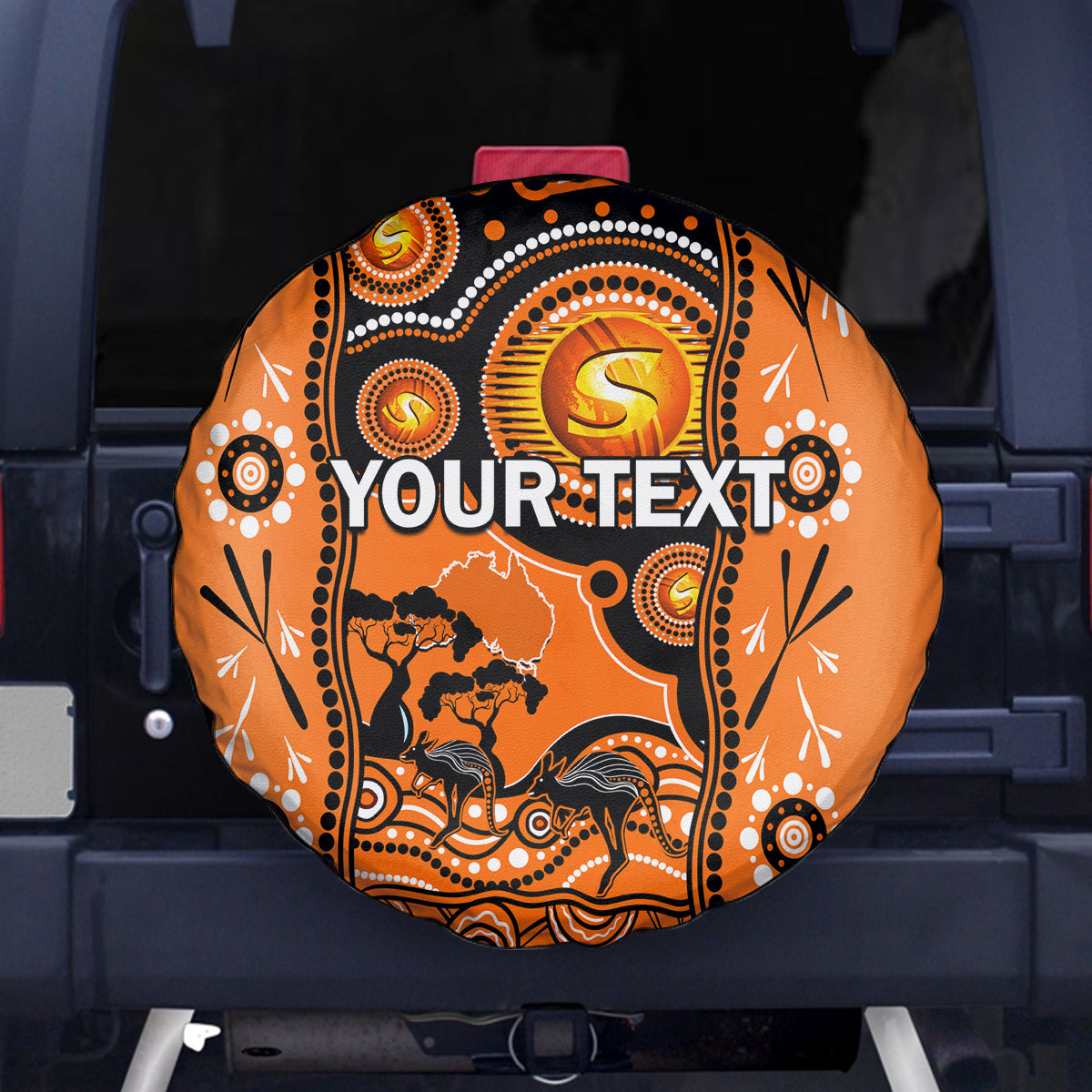 Custom Perth Scorchers Cricket Spare Tire Cover Happy Australia Day Aboriginal Art - Vibe Hoodie Shop