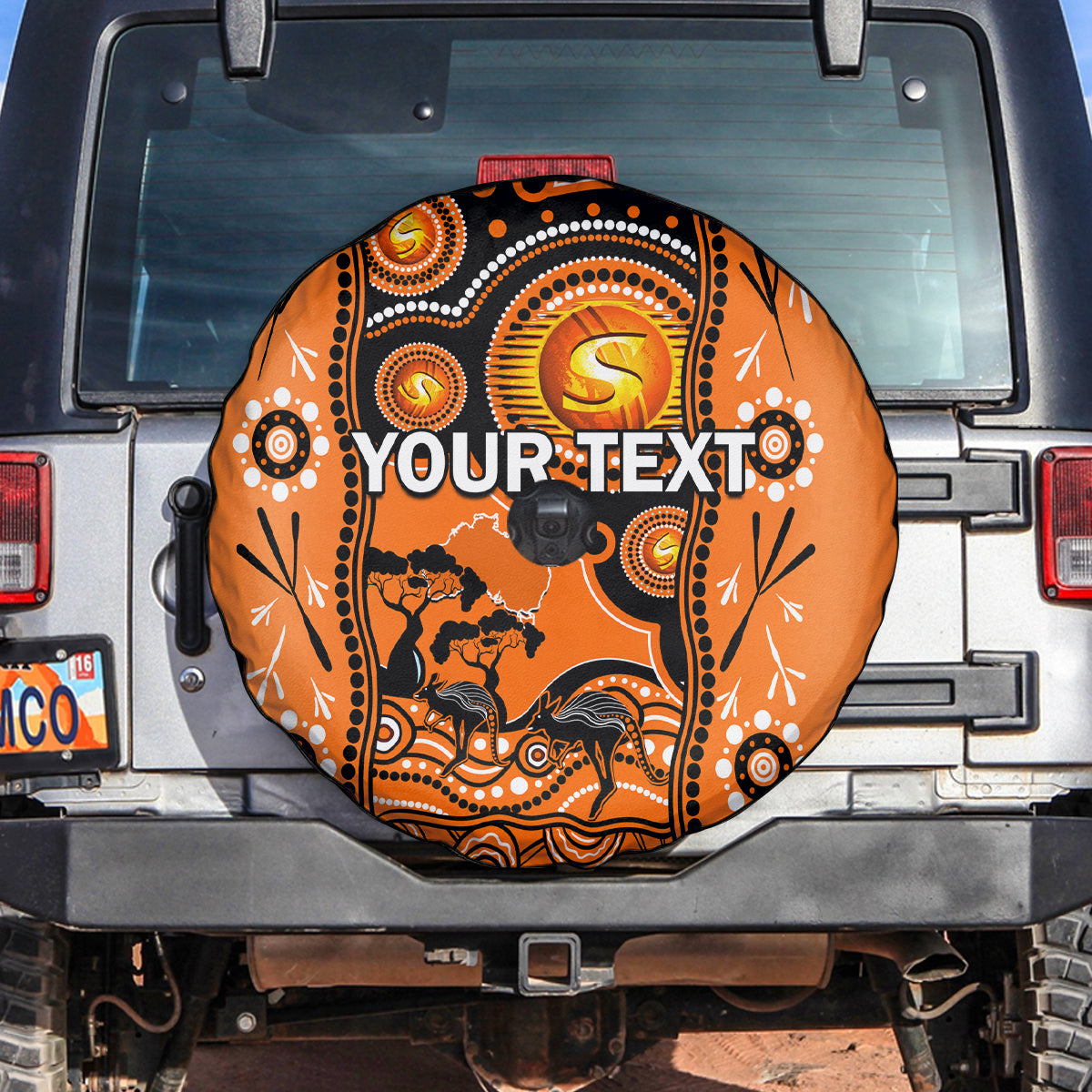 Custom Perth Scorchers Cricket Spare Tire Cover Happy Australia Day Aboriginal Art - Vibe Hoodie Shop