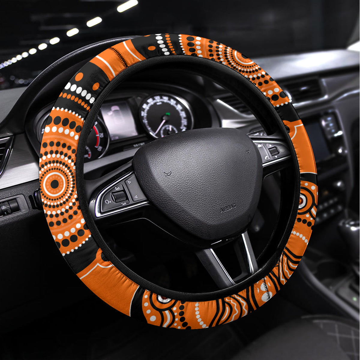 Perth Scorchers Cricket Steering Wheel Cover Happy Australia Day Aboriginal Art