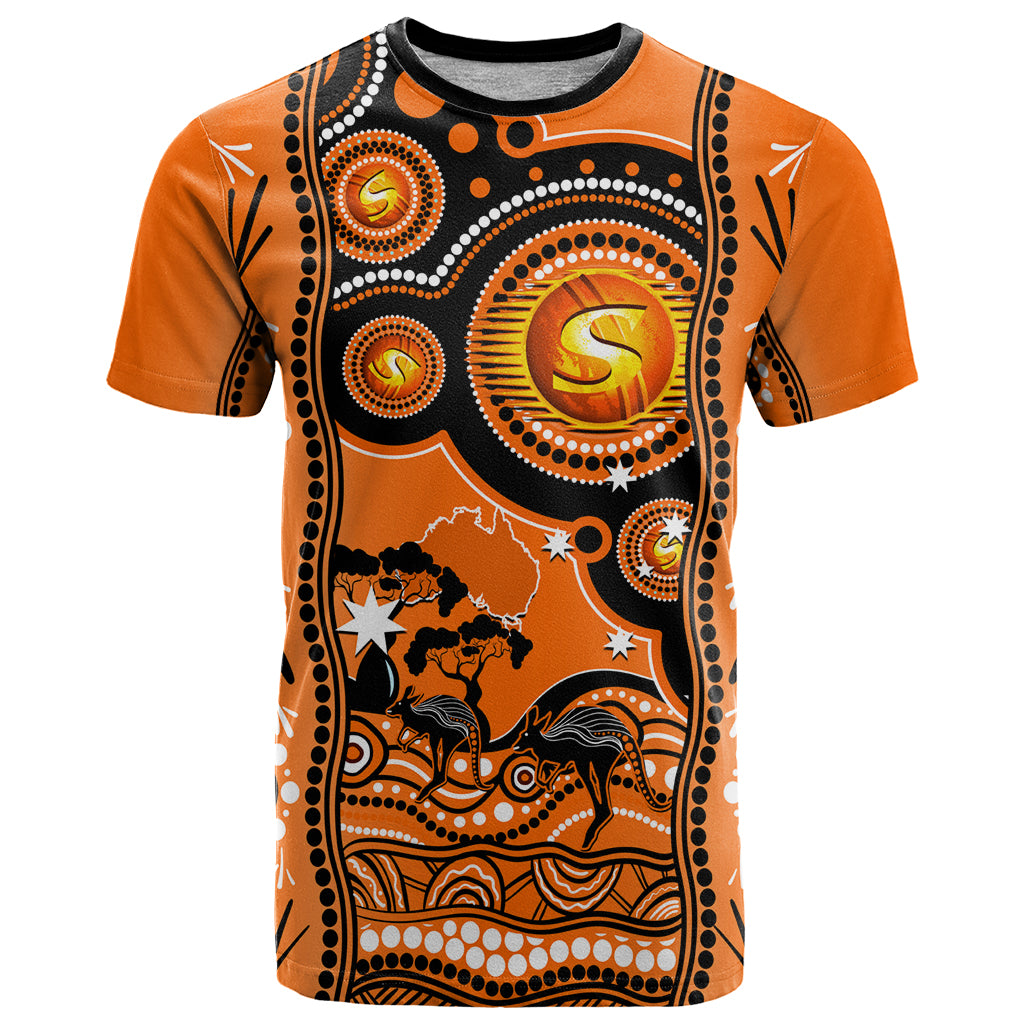 Custom Perth Scorchers Cricket T Shirt Happy Australia Day Aboriginal Art - Vibe Hoodie Shop