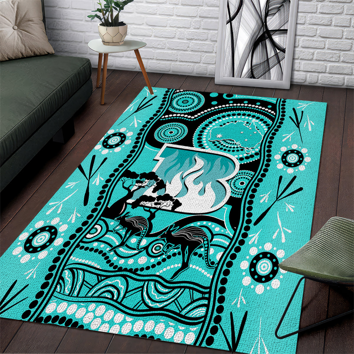 Brisbane Heat Cricket Area Rug Happy Australia Day Aboriginal Art - Vibe Hoodie Shop