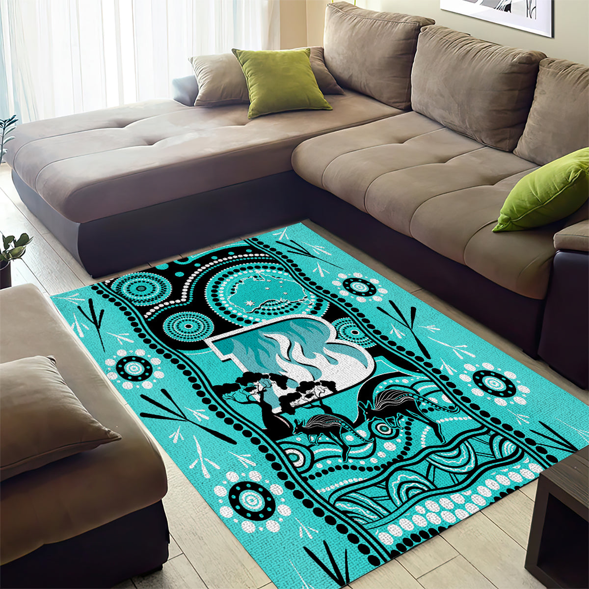 Brisbane Heat Cricket Area Rug Happy Australia Day Aboriginal Art - Vibe Hoodie Shop