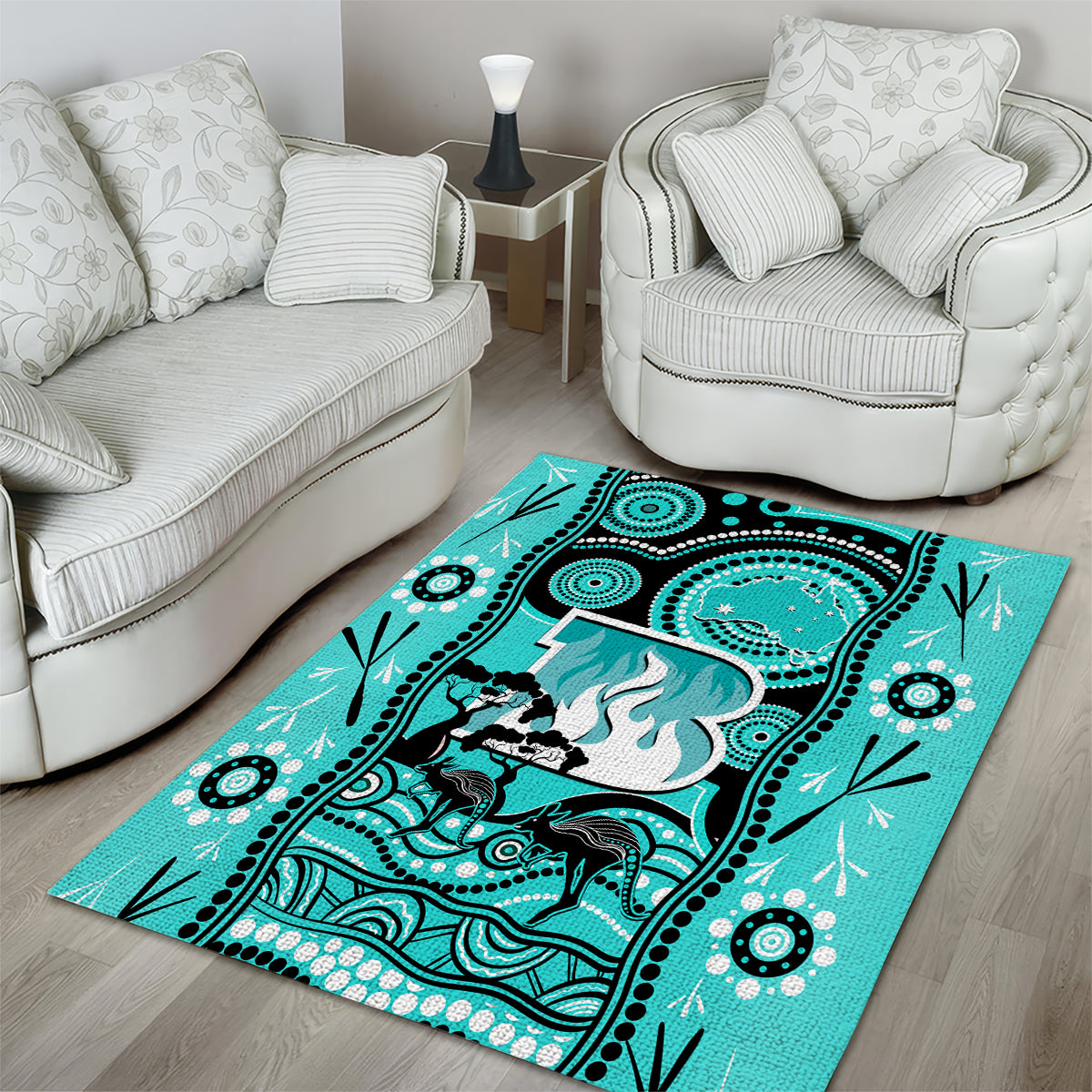 Brisbane Heat Cricket Area Rug Happy Australia Day Aboriginal Art - Vibe Hoodie Shop